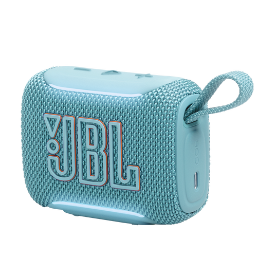 JBL Go 5 - Turquoise - Ultra-portable waterproof and drop-proof speaker with JBL legendary sound and ambient edge lighting - Detailshot 1